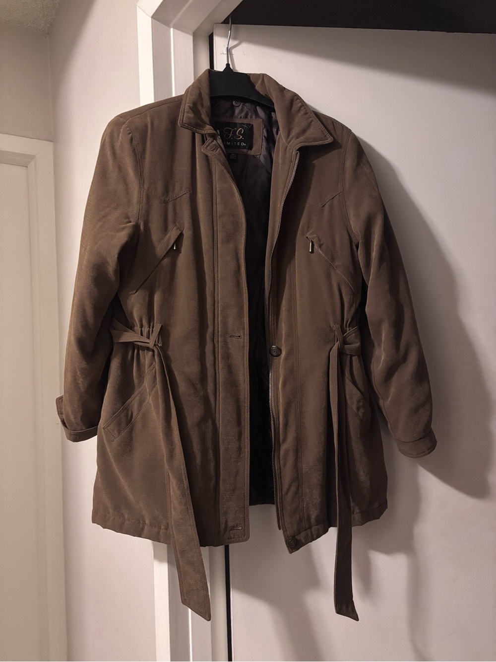 The Limited Brown Suede-Look Trench Coat with Belt